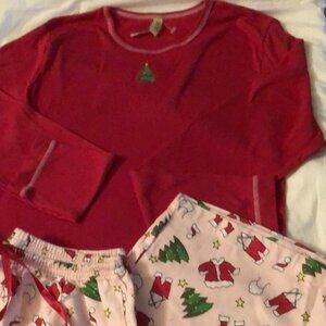 Pajamas Christmas womens new sizes S or M HUE cotton long sleeve long pants
